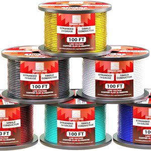 14 Gauge Wire Combo 6 Pack 12V 100'FT per Roll (600 ft Total) 14 Gauge Auto Wire Copper Clad Aluminium Low Voltage 14 Gauge Wire