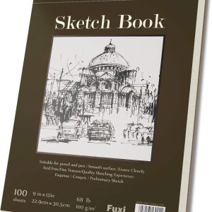 9 x 12 inches Sketch Book, Top Spiral Bound Sketch Pad, 1 Pack 100-Sheets (68lb/100gsm), Acid Free Art Sketchbook Artistic Drawing Painting Writing Paper for Kids Adults Beginners Artists