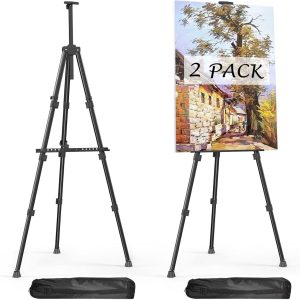 Easels for Painting Canvas, Aredy 66" Art Easel for Drawing, Portable Painting Easel Stand, Metal Table Top Easel (2 Pack)