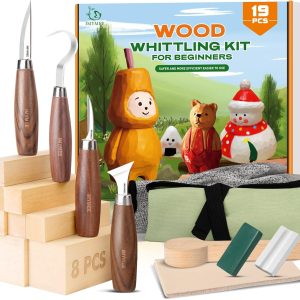 IMYMEE Wood Whittling Kit for Beginners-Complete Whittling Set with 4pcs Wood Carving Knives & 8pcs Basswood Wood Blocks-Perfect Wood Carving Kit Set-Includes Wood Carving Tools for Adults and Kids